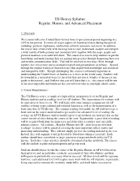 US History Syllabus: Regular, Honors, and Advanced Placement
