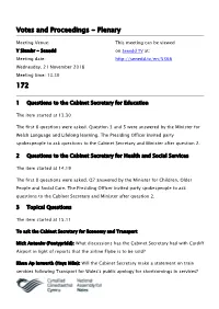 Votes and Proceedings - Plenary