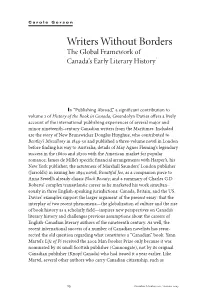 Writers Without Borders the Global Framework of Canada’S Early Literary History1
