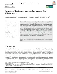 Mechanics of the Stomach: a Review of an Emerging Field of Biomechanics