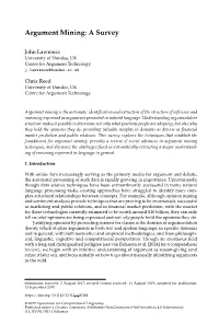 Argument Mining: a Survey