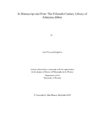 In Manuscript and Print: the Fifteenth-Century Library of Scheyern Abbey