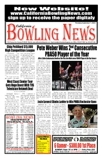 Pete Weber Wins 2Nd Consecutive PBA50 Player of the Year