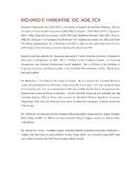 Richard F. Haskayne, Oc, Aoe, Fca