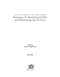 Strategies for Resolving Conflict and Minimizing Use of Force