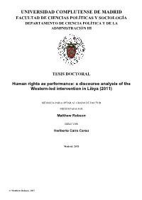 A Discourse Analysis of the Western-Led Intervention in Libya (2011)