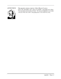 Appendix Contains a Timeline, Galileo Mission Overview (June 1996–December 1997), and a Set of Quick–Look Orbit Facts Sheets