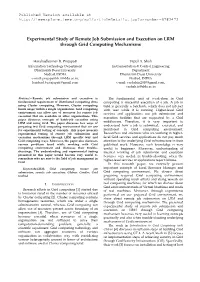 Experimental Study of Remote Job Submission and Execution on LRM Through Grid Computing Mechanisms