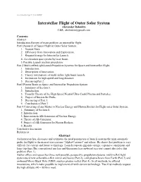 Interstellar Flight of Outer Solar System Alexander Bolonkin C&R, Abolonkin@Gmail.Com