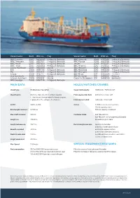 Main Data Holds/Hatches/Cranes