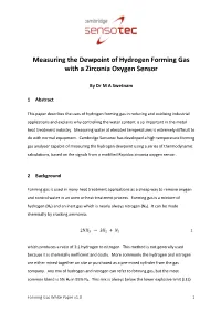 Measuring the Dewpoint of Hydrogen Forming Gas with a Zirconia Oxygen Sensor
