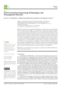 Next-Generation Sequencing Technologies and Neurogenetic Diseases