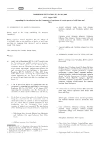 No 811/2008 of 13 August 2008 Suspending the Introduction Into the Community of Specimens of Certain Species of Wild Fauna and Flora