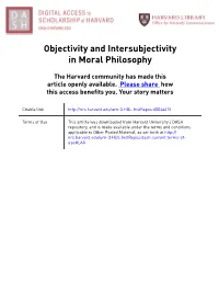 Objectivity and Intersubjectivity in Moral Philosophy
