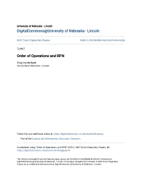 Order of Operations and RPN