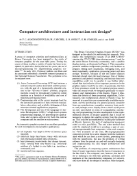 Computer Architecture Anc Instruction Set Design*