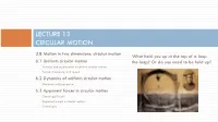 Lecture 13 Circular Motion