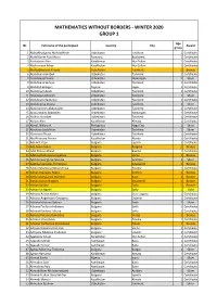 Mathematics Without Borders - Winter 2020 Group 1
