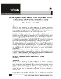 Measuring Brand Power Through Brand Image and Customer Satisfaction in Two Wheeler Automobile Industry