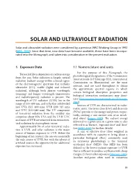 Solar and Ultraviolet Radiation