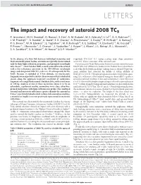 The Impact and Recovery of Asteroid 2008 TC3 P