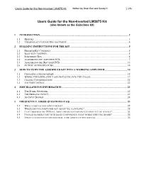 Users Guide for the Non-Inverted LM3875 Kit Written by Brian Bell and Sandy H