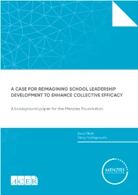 A Case for Reimagining School Leadership Development to Enhance Collective Efficacy