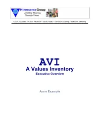 A Values Inventory Executive Overview