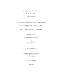 Broad Absorption Line Variability on Multi-Year Timescales in a Large Quasar Sam- Ple; Filiz Ak, N., Brandt, W