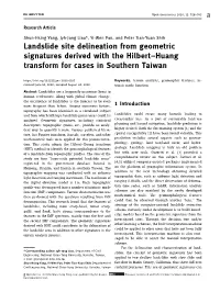 Landslide Site Delineation from Geometric Signatures Derived with the Hilbert–Huang Transform for Cases in Southern Taiwan