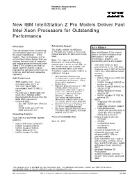 New IBM Intellistation Z Pro Models Deliver Fast Intel Xeon Processors for Outstanding Performance
