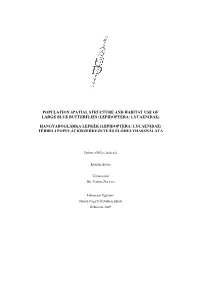 Population Spatial Structure and Habitat Use of Large Blue Butterflies (Lepidoptera: Lycaenidae)