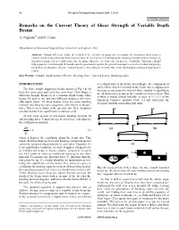 Remarks on the Current Theory of Shear Strength of Variable Depth Beams A