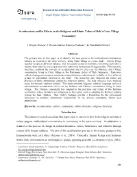 249 Acculturation and Its Effects on the Religious and Ethnic Values Of
