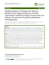 Detailed Analysis of Metagenome Datasets Obtained from Biogas