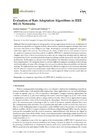 Evaluation of Rate Adaptation Algorithms in IEEE 802.11 Networks