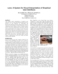 Lens: a System for Visual Interpretation of Graphical User Interfaces