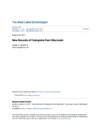New Records of Coleoptera from Wisconsin