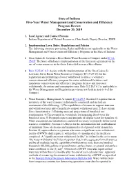 State of Indiana Five-Year Water Management and Conservation and Efficiency Program Review December 20, 2019