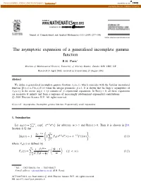 The Asymptotic Expansion of a Generalised Incomplete Gamma Function R.B