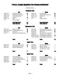 Typical Course Sequence for Physics/Astronomy