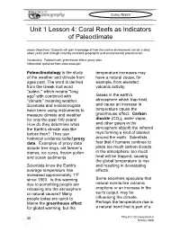Unit 1 Lesson 4: Coral Reefs As Indicators of Paleoclimate