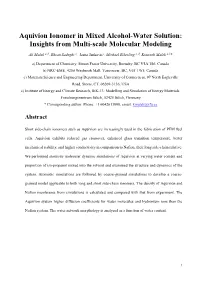 Aquivion Ionomer in Mixed Alcohol-Water Solution: Insights from Multi-Scale Molecular Modeling