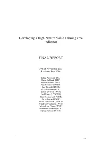 Developing a High Nature Value Farming Area Indicator FINAL