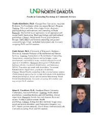 Faculty in Counseling Psychology & Community Services Tamba-Kuii