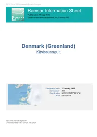 Greenland) Ramsar Information Sheet Published on 15 May 2019 Update Version, Previously Published on : 1 January 2002