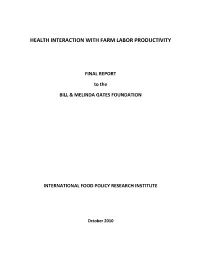 Health Interaction with Farm Labor Productivity