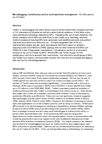 Microblogging, Constituency Service and Impression Management - UK Mps and the Use of Twitter