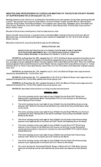 Minutes and Proceedings of a Regular Meeting of the Butler County Board of Supervisors Held on August 29, 2017