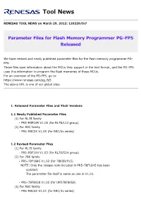 Parameter Files for Flash Memory Programmer PG-FP5 Released